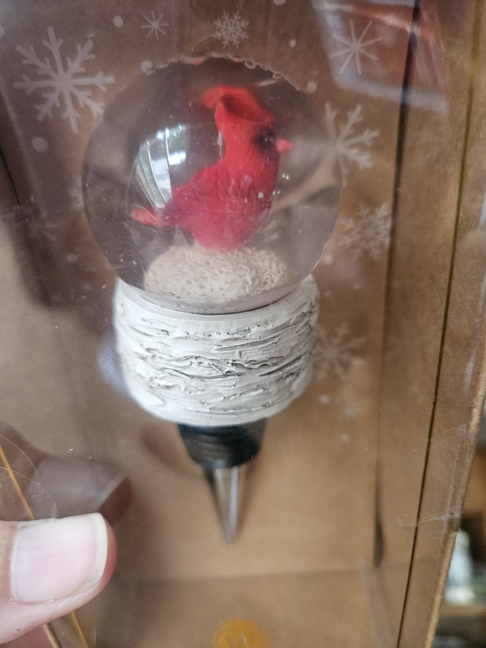 Snow Globe Cardinal Wine Bottle Stopper